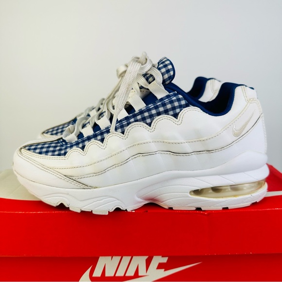Nike Air Max 95 QS GS Gingham White Shoes Sneakers AH3808-101 Youth Size 6.5Y - Picture 4 of 10